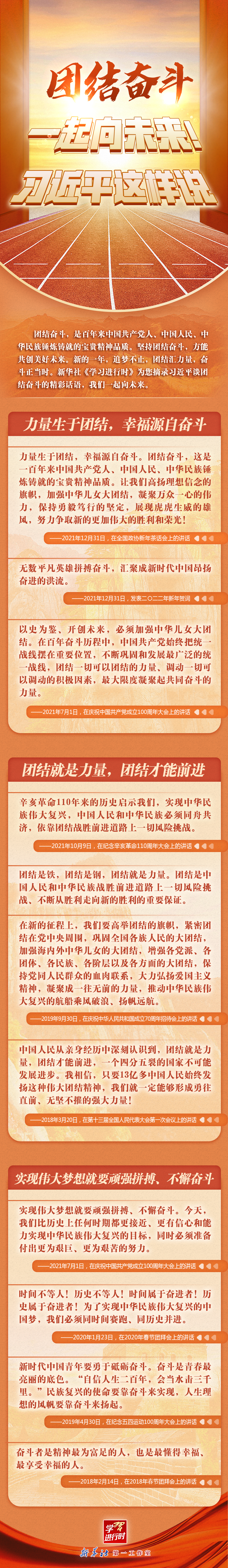 學(xué)習(xí)進行時丨團結(jié)奮斗，一起向未來！習(xí)近平這樣說
