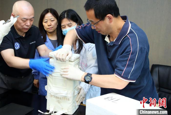 科研人員查看隨神舟十五號返回地面的空間科學實驗樣品?！≈锌圃嚎臻g應用中心 供圖