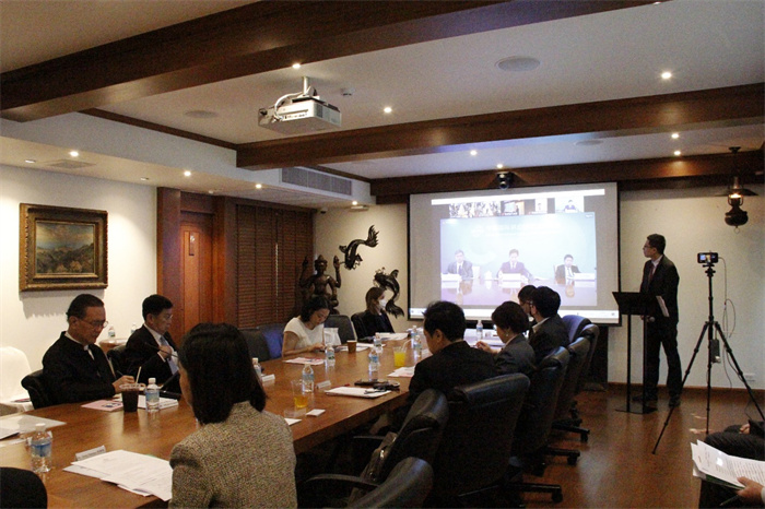  中國(guó)貿(mào)促會(huì)副會(huì)長(zhǎng)張慎峰視頻致辭。中國(guó)貿(mào)促會(huì)駐泰國(guó)代表處供圖