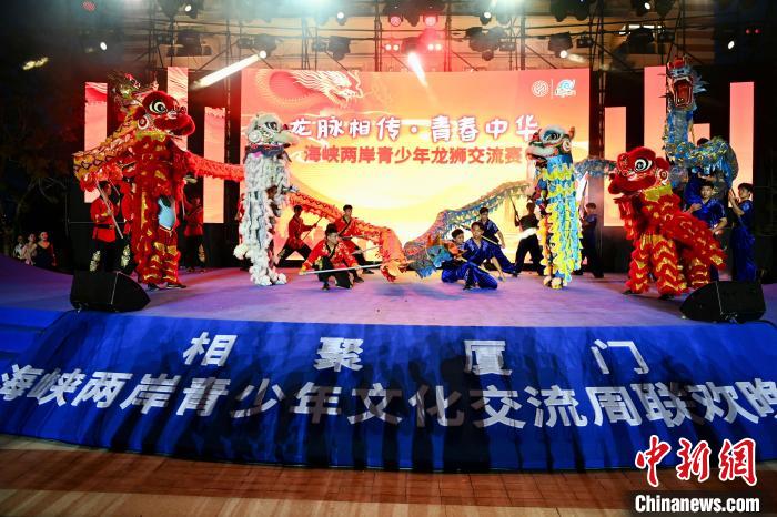 兩岸青少年同臺呈現(xiàn)龍獅表演?！⊥鯑|明 攝