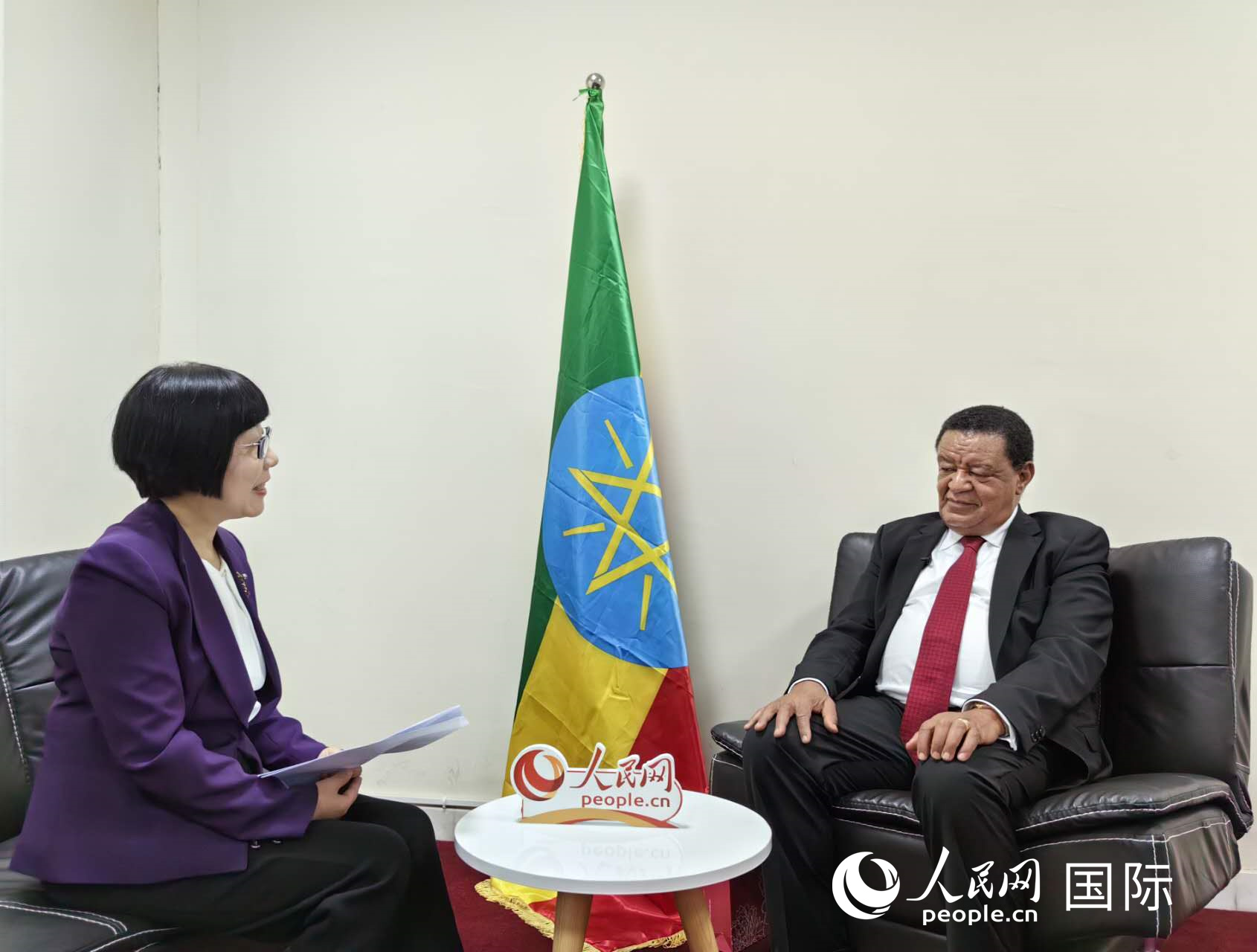 穆拉圖·特肖梅接受人民網(wǎng)記者唐維紅采訪。人民網(wǎng)記者 陳星星攝