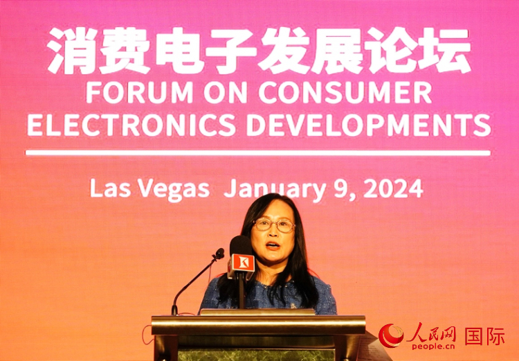 中國機電產(chǎn)品進出口商會副會長劉春致辭。人民網(wǎng)記者 鄧圩攝