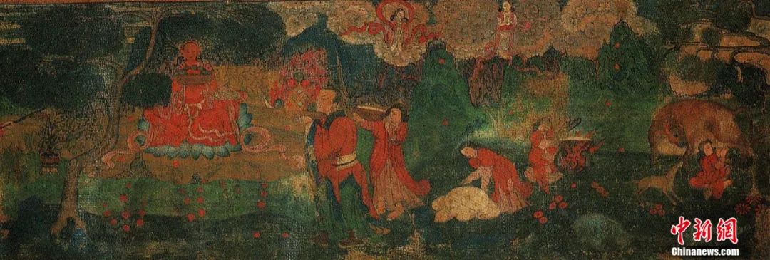 14世紀(jì)唐卡卷軸畫(huà)《女神》局部。<a target='_blank' href='/'><p  align=