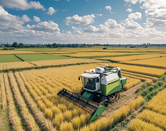 河南省信陽市羅山縣水稻種植戶抓住有利天氣搶收水稻。黃錢錢攝