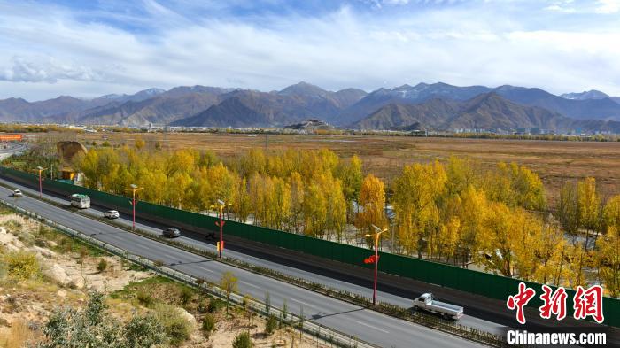 從拉薩北面看拉魯濕地和布達(dá)拉宮?！〗w波 攝