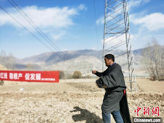 圖為藏族民眾撒種、施肥。　張?zhí)砀?攝